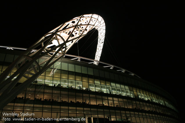 Wembley Stadium at night, London